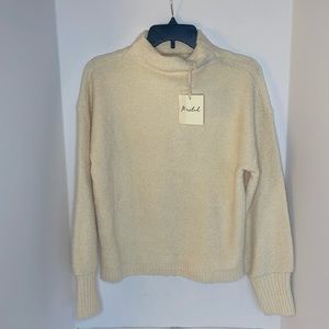 Marled cream mockneck turtleneck sweater women’s size M,  NWT